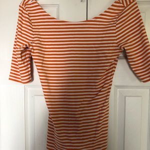Banana republic Orange and white 3/4 length top-sm